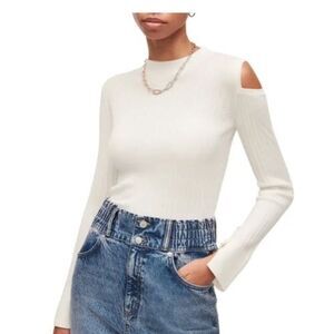 AllSaints Women's 100% Merino Wool Ribbed Sweater Chalk White Medium NWT